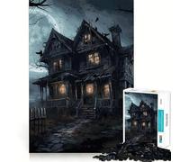 Rompecabezas de 1000 Piezas de una casa embrujada para Adolescentes Juguete Intelectual para Disfrutar en Familia Corte de Calidad (50x75cm)