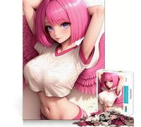 Rompecabezas de 1000 Piezas de una Chica ángel de Pelo Rosa Estilo Anime para Adolescentes Juguete para ejercitar la Mente Regalo de Temporada para un Momento de Tranquilidad (50x75cm)