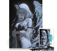 Rompecabezas de 1000 Piezas de una Chica Anime alada con Cuernos para Adolescentes Diversión tamaño Uniforme Piezas precisas Actividad Relajante para Grupos en Interiores (38x26cm)