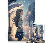Rompecabezas de 1000 Piezas de una Chica Anime bajo la Lluvia con Paraguas para Adolescentes Ideal para Relajarse y Pensar con claridad Encaje Firme (50x75cm)