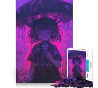 Rompecabezas de 1000 Piezas de una Chica Anime bajo la Lluvia en un Cementerio,Ideal para Adolescentes Juego Que estimula el Cerebro Encaje Huecos Actividad Relajante para Grupos