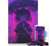 Rompecabezas de 1000 Piezas de una Chica Anime bajo la Lluvia en un Cementerio para Adultos Juego de Habilidad Mental Corte láser para un Ajuste Actividad gratificante para días lluviosos