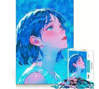 Rompecabezas de 1000 Piezas de una Chica Anime bajo la Lluvia para Adultos Diversión para Entrenar la Mente Piezas sin Rebabas y de Corte Limpio Actividad para Compartir en Familia (38x26cm)