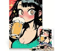 Rompecabezas de 1000 Piezas de una Chica Anime Bebiendo Cerveza para Adultos Pensamiento estratégico Escape Tranquilo Ajuste preciso Regalo Encantador (50x75cm)