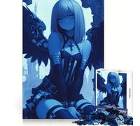 Rompecabezas de 1000 Piezas de una Chica Anime con alas de ángel Azul para Adolescentes Desarrolla la Capacidad de razonamiento,es Divertido y Libre de estrés Bordes limpios Regalo navideño Acogedor