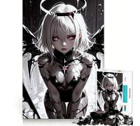 Rompecabezas de 1000 Piezas de una Chica Anime con alas de ángel Oscuro para Adolescentes Juego Divertido y fácil de Usar Sin Huecos Actividad Nocturna Familiar (38x26cm)