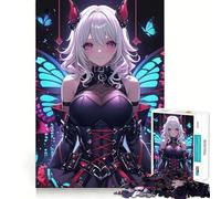 Rompecabezas de 1000 Piezas de una Chica Anime con alas de Mariposa Juego para ejercitar la Mente Artesanía de Corte experta Un pasatiempo Fascinante para los Momentos de Ocio (50x75cm)