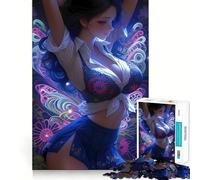 Rompecabezas de 1000 Piezas de una Chica Anime con alas de Mariposa para Adultos Juego de Memoria Cerebral Encaje Huecos Actividad Relajante para un Descanso Mental (38x52cm)