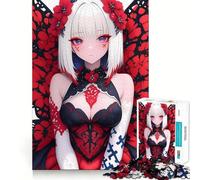 Rompecabezas de 1000 Piezas de una Chica Anime con alas de Mariposa para Adultos Juego de Memoria Cerebral Encaje Huecos Actividad Relajante para un Descanso Mental (38x52cm)