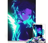 Rompecabezas de 1000 Piezas de una Chica Anime con alas de neón, decoración de Pared, un Reto para completar, Que fomenta el Amor Entre Parejas 38x26cm