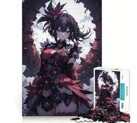 Rompecabezas de 1000 Piezas de una Chica Anime con Atuendo Rojo y Negro para Adolescentes Entrenamiento de Memoria Diversión,conexión Limpia y sin interrupciones Actividad grupal Relajante