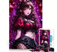 Rompecabezas de 1000 Piezas de una Chica Anime con Atuendo Rojo y Negro para Adultos Divertido Juego de Entrenamiento Mental Piezas sin Rebabas y de Corte Limpio Actividad para Compartir en Familia