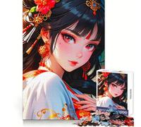 Rompecabezas de 1000 Piezas de una Chica Anime con Atuendo Tradicional Adolescente: Entrenamiento Inteligente, Descanso y Escape Corte Impecable Sorpresa navideña (38x52cm)