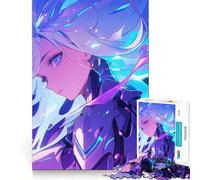 Rompecabezas de 1000 Piezas de una Chica Anime con Cabello Azul Diversión para Entrenar el Cerebro Encaja Perfectamente sin Huecos Actividad para Compartir con Seres Queridos (38x52cm)