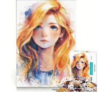 Rompecabezas de 1000 Piezas de una Chica Anime con Cabello Rubio, Juegos educativos, para Relajarse intelectualmente, Ideal para Decorar el Escritorio 50x75cm