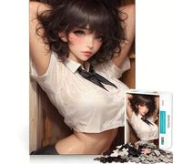 Rompecabezas de 1000 Piezas de una Chica Anime con Camisa Blanca para Adultos Diversión para Entrenar la Mente Piezas sin Rebabas y de Corte Limpio Actividad para Compartir en Familia (50x75cm)