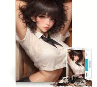 Rompecabezas de 1000 Piezas de una Chica Anime con Camisa Blanca para Adultos Diversión para Entrenar la Mente Piezas sin Rebabas y de Corte Limpio Actividad para Compartir en Familia (38x26cm)