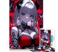 Rompecabezas de 1000 Piezas de una Chica Anime con Cuernos de Diablo para Adolescentes Diversión para estimular la Mente Manualidad de Corte de Alta precisión Actividad Relajante para desconectar
