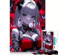 Rompecabezas de 1000 Piezas de una Chica Anime con Cuernos de Diablo para Adultos Juego de Memoria Cerebral Encaje Huecos Actividad Relajante para un Descanso Mental (38x52cm)