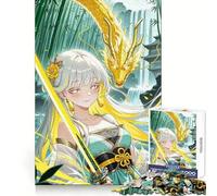Rompecabezas de 1000 Piezas de una Chica Anime con dragón y Espada para Adultos Ideal para Mentes ágiles y para Disfrutar fácilmente Ajuste Firme Regalo Festivo (38x52cm)