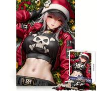 Rompecabezas de 1000 Piezas de una Chica Anime con Gorro de Papá Noel para Adolescentes Pensamiento estratégico Escape Sereno Diseño Limpio y reflexivo Navidad (38x52cm)