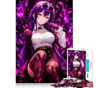 Rompecabezas de 1000 Piezas de una Chica Anime con Hojas moradas para Adolescentes Diversión,conexión Limpia y sin interrupciones Actividad grupal Relajante para Interiores (50x75cm)