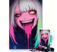 Rompecabezas de 1000 Piezas de una Chica Anime con la Lengua goteando,Juego de concentración Mental,Corte de precisión,Bordes Lisos,Ideal para Rellenar Calcetines navideños (38x26cm)