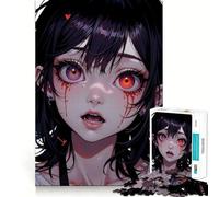 Rompecabezas de 1000 Piezas de una Chica Anime con lágrimas de Sangre para Adultos Divertido Juego de Memoria Componentes Resistentes y de Corte Limpio aliviar el estrés (38x52cm)
