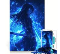 Rompecabezas de 1000 Piezas de una Chica Anime con Llamas Azules Juguete Que desafía la Mente Troquelado de Alta precisión Un Reto Divertido para Pasar el Tiempo (38x26cm)
