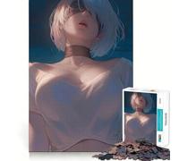 Rompecabezas de 1000 Piezas de una Chica Anime con los Ojos vendados y Top Blanco Juguete Que desafía la Mente Troquelado de Alta precisión Un Reto Divertido para Pasar el Tiempo (38x26cm)