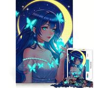 Rompecabezas de 1000 Piezas de una Chica Anime con Mariposas Juego para ejercitar la Mente Artesanía de Corte experta Un pasatiempo Fascinante para los Momentos de Ocio (38x52cm)