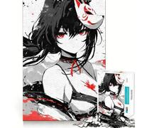 Rompecabezas de 1000 Piezas de una Chica Anime con máscara de Zorro Juego para ejercitar la Mente Artesanía de Corte experta Un pasatiempo Fascinante para los Momentos de Ocio (38x26cm)