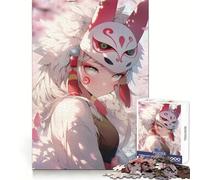Rompecabezas de 1000 Piezas de una Chica Anime con máscara de Zorro para Adolescentes Fortalece el Cerebro, estimula la Mente, Permite un Escape Tranquilo y un Encaje Firme Feliz Navidad (50x75cm)