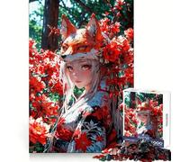 Rompecabezas de 1000 Piezas de una Chica Anime con máscara de Zorro para Adolescentes Ideal para Fortalecer la Memoria, Relajarse y divertirse Diseño de Corte Fino Sorpresa Festiva (38x26cm)