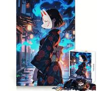 Rompecabezas de 1000 Piezas de una Chica Anime con máscara de Zorro para Adolescentes Pensamiento estratégico Escape Sereno Diseño Limpio y reflexivo Navidad (50x75cm)