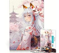 Rompecabezas de 1000 Piezas de una Chica Anime con máscara de Zorro y Kimono para Adolescentes Juego Que estimula el Cerebro Encaje Huecos Actividad Relajante para Grupos en Interiores