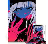 Rompecabezas de 1000 Piezas de una Chica Anime con Ojos Azules para Adolescentes Fortalece el Cerebro Escape Tranquilo Enclavamiento Firme Feliz Navidad (50x75cm)
