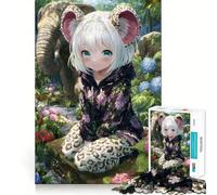 Rompecabezas de 1000 Piezas de una Chica Anime con Orejas de Elefante para Adolescentes Diversión,tamaño Uniforme,Piezas precisas,Actividad Relajante para Grupos en Interiores (50x75cm)