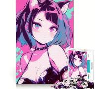 Rompecabezas de 1000 Piezas de una Chica Anime con Orejas de Gato para Adolescentes Diversión,tamaño Uniforme,Piezas precisas,Actividad Relajante para Grupos en Interiores (38x52cm)