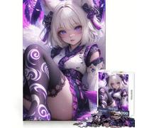 Rompecabezas de 1000 Piezas de una Chica Anime con Orejas de Zorro para Adolescentes Fortalece el Cerebro Escape Tranquilo Enclavamiento Firme Feliz Navidad (50x75cm)