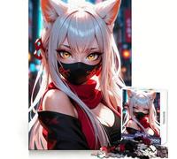 Rompecabezas de 1000 Piezas de una Chica Anime con Orejas de Zorro para Adultos Pensamiento estratégico, Relajante y Divertido Ajuste preciso (38x52cm)