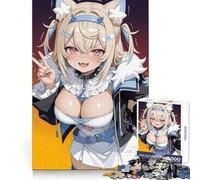 Rompecabezas de 1000 Piezas de una Chica Anime con Orejas y Colmillos de Gato para Adolescentes Pensamiento estratégico Escape Sereno Diseño Limpio y reflexivo Navidad (50x75cm)