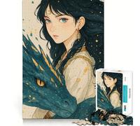 Rompecabezas de 1000 Piezas de una Chica Anime con su dragón compañero Juguete para desarrollar la Capacidad cognitiva Superficie Lisa y sin Rebabas Actividad Relajante para Grupos en Interiores