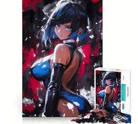 Rompecabezas de 1000 Piezas de una Chica Anime con Traje Azul Juego para ejercitar la Mente Artesanía de Corte experta Un pasatiempo Fascinante para los Momentos de Ocio (38x26cm)