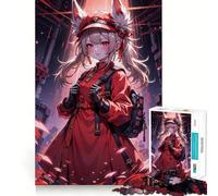 Rompecabezas de 1000 Piezas de una Chica Anime con Traje Rojo para Adultos Diversión para Entrenar la Mente Piezas sin Rebabas y de Corte Limpio Actividad para Compartir en Familia (50x75cm)