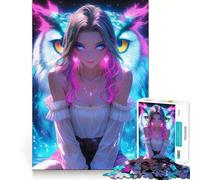 Rompecabezas de 1000 Piezas de una Chica Anime con un búho para Adultos Diversión para Entrenar la Mente Piezas sin Rebabas y de Corte Limpio Actividad para Compartir en Familia (38x26cm)