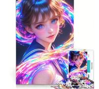 Rompecabezas de 1000 Piezas de una Chica Anime con un Rayo Brillante, Ideal para Videojuegos, decoración de Pared y un Reto para completar ¡Fortalece el Amor Entre Parejas! 38x52cm