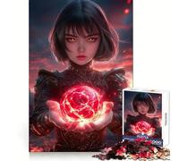 Rompecabezas de 1000 Piezas de una Chica Anime con una Esfera de Fuego para Adultos Ideal para Mentes ágiles y para Disfrutar fácilmente Ajuste Firme Regalo Festivo (50x75cm)