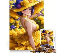 Rompecabezas de 1000 Piezas de una Chica Anime con Vestido Amarillo para Adultos Pensamiento estratégico, Relajante y Divertido Ajuste preciso (50x75cm)