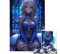 Rompecabezas de 1000 Piezas de una Chica Anime con Vestido Azul Juguetes adictivos para Cultivar la Paciencia Juegos Divertidos Decoración Perfecta Regalo de cumpleaños (Tamaño 38x52cm)